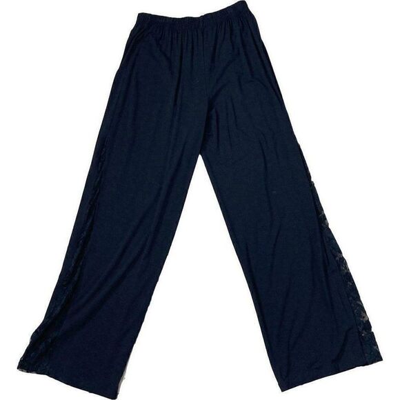 Ela S Black Stretch Pants Lace Insets - Picture 1 of 7